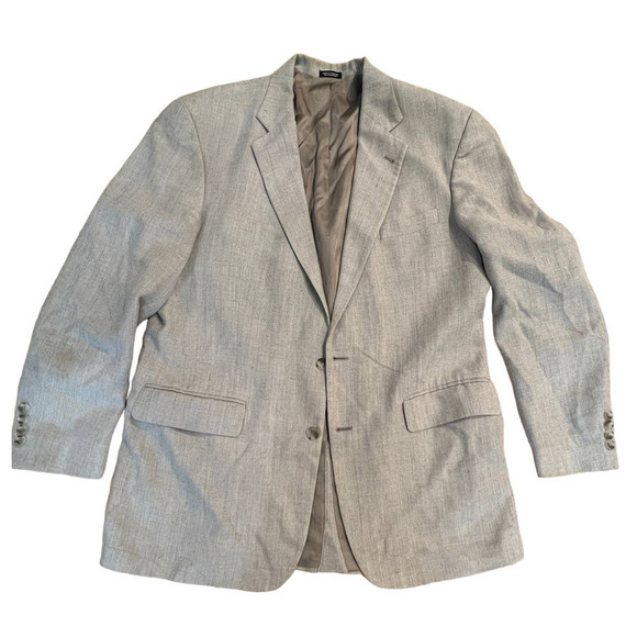 Robert Stock Signature Sports Coat Two Button Beige Brown Linen Blend Size 44L